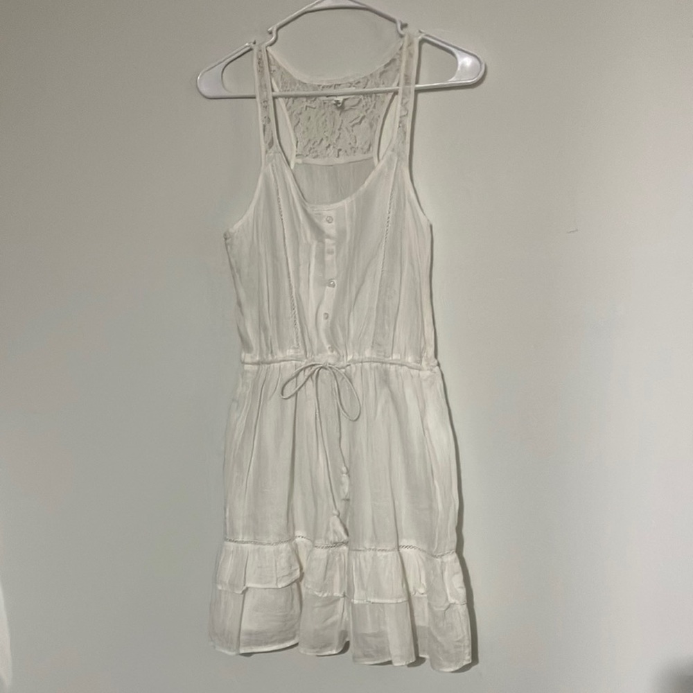 Aeropostale White Tank Top Dress with Lace Racer-Back Style
